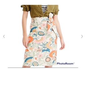 J. Crew Tie-Waist Classic Skirt in Ornate Floral Style